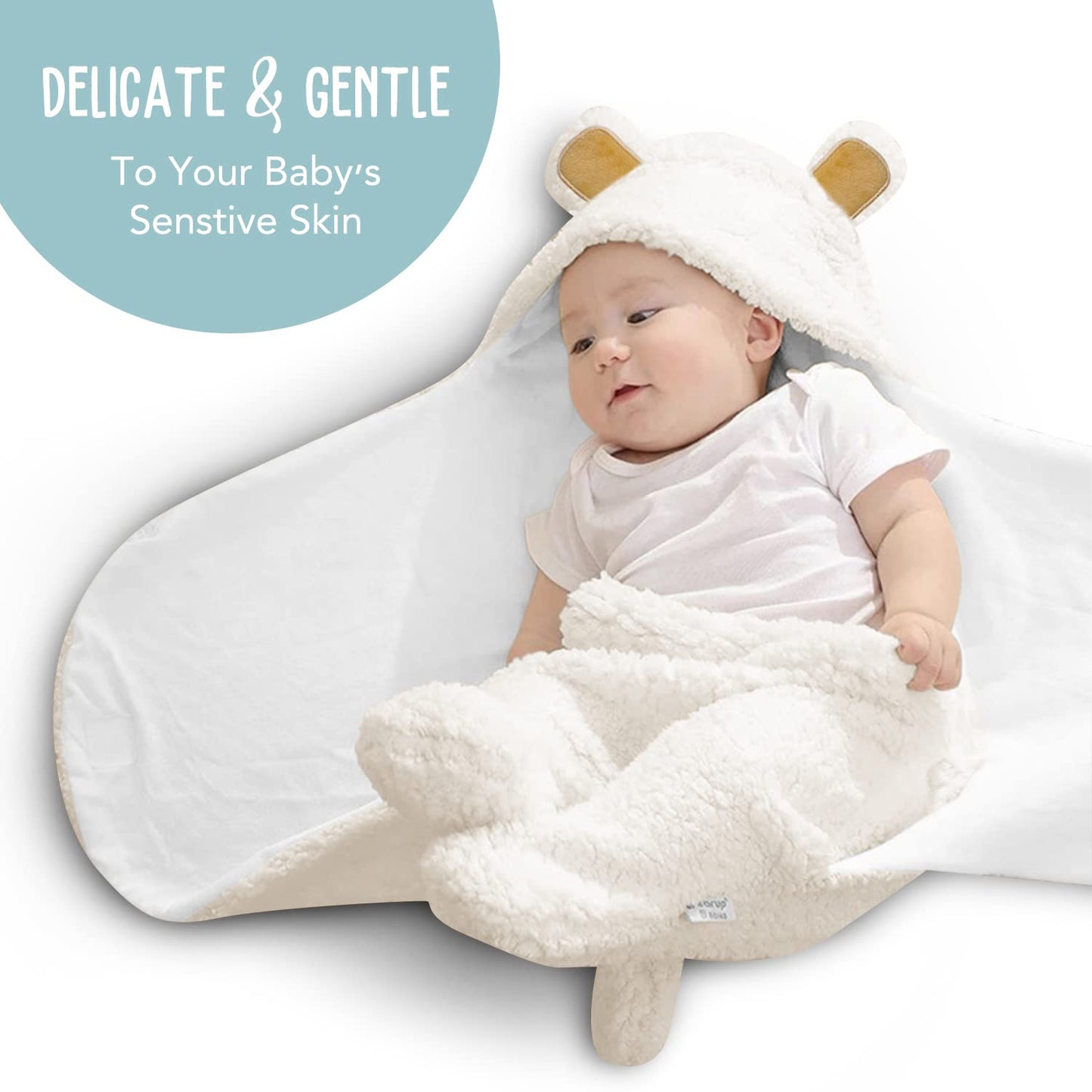 Baby Bear Swaddle Blanket | Ultra-Soft Plush Essentials for Infants 0-6 Months | Receiving Swaddling Wrap White | Ideal Newborn Registry and Toddler Boy Accessories | Perfect Baby Girl Shower Gift