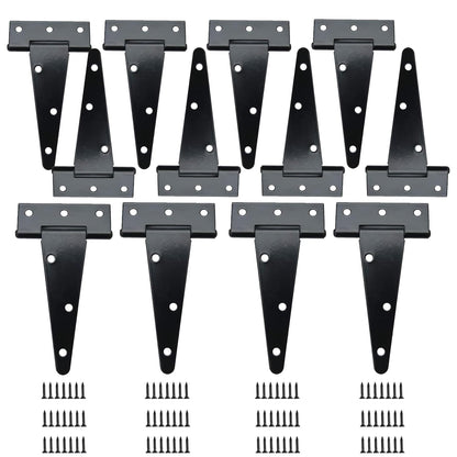 12PCS T-Strap Hinges Gate Door Hinges 6 Inch Strap Heavy Duty Shed Door Hinges Rustproof Steel Gate Hinges with Screws for Barn Doors, Sheds, Wooden Fences, Cabinets & Outdoor Use