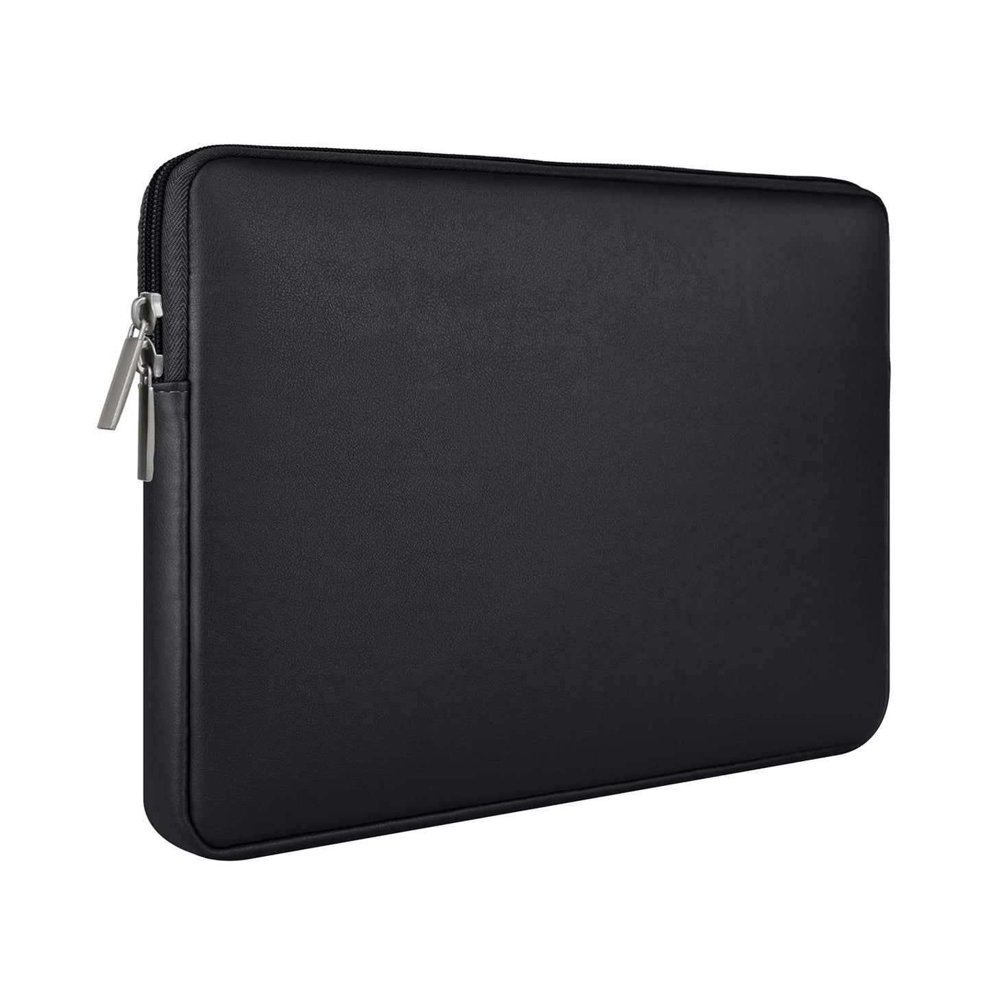 RAINYEAR 16 Inch Laptop Sleeve Soft PU Leather Case Protective Water Resistant Zipper Padded Cover Carrying Computer Bag Compatible with 16" MacBook Pro/Max M1 M2 M3 M4 M5(Black)