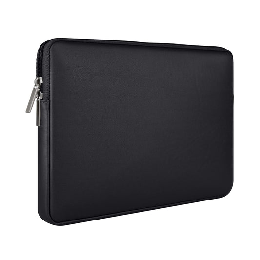 RAINYEAR 16 Inch Laptop Sleeve Soft PU Leather Case Protective Water Resistant Zipper Padded Cover Carrying Computer Bag Compatible with 16" MacBook Pro/Max M1 M2 M3 M4 M5(Black)