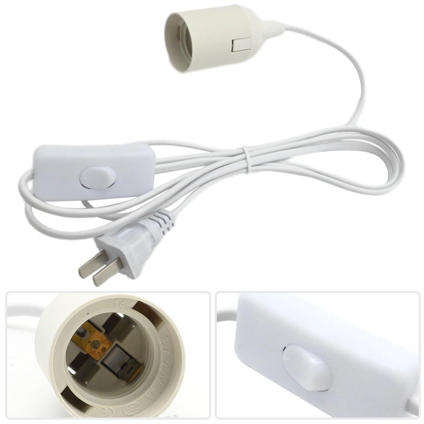 VIKKSAER 4 Pcs Hanging Lantern Cord with Switch, 10.86 Inch E26 Light Socket Extension Cord, Pendant Lamp Cord