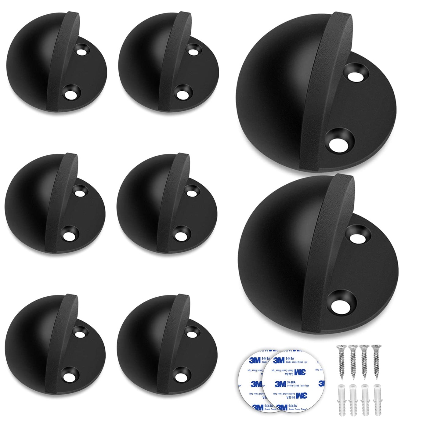 8 Pack Door Stoppers Self Adhesive Floor Mounted Door Stops No Drill Rubber Bumper, Stainless Steel Doorstop for Living Room, Bedroom, Bathroom, Office