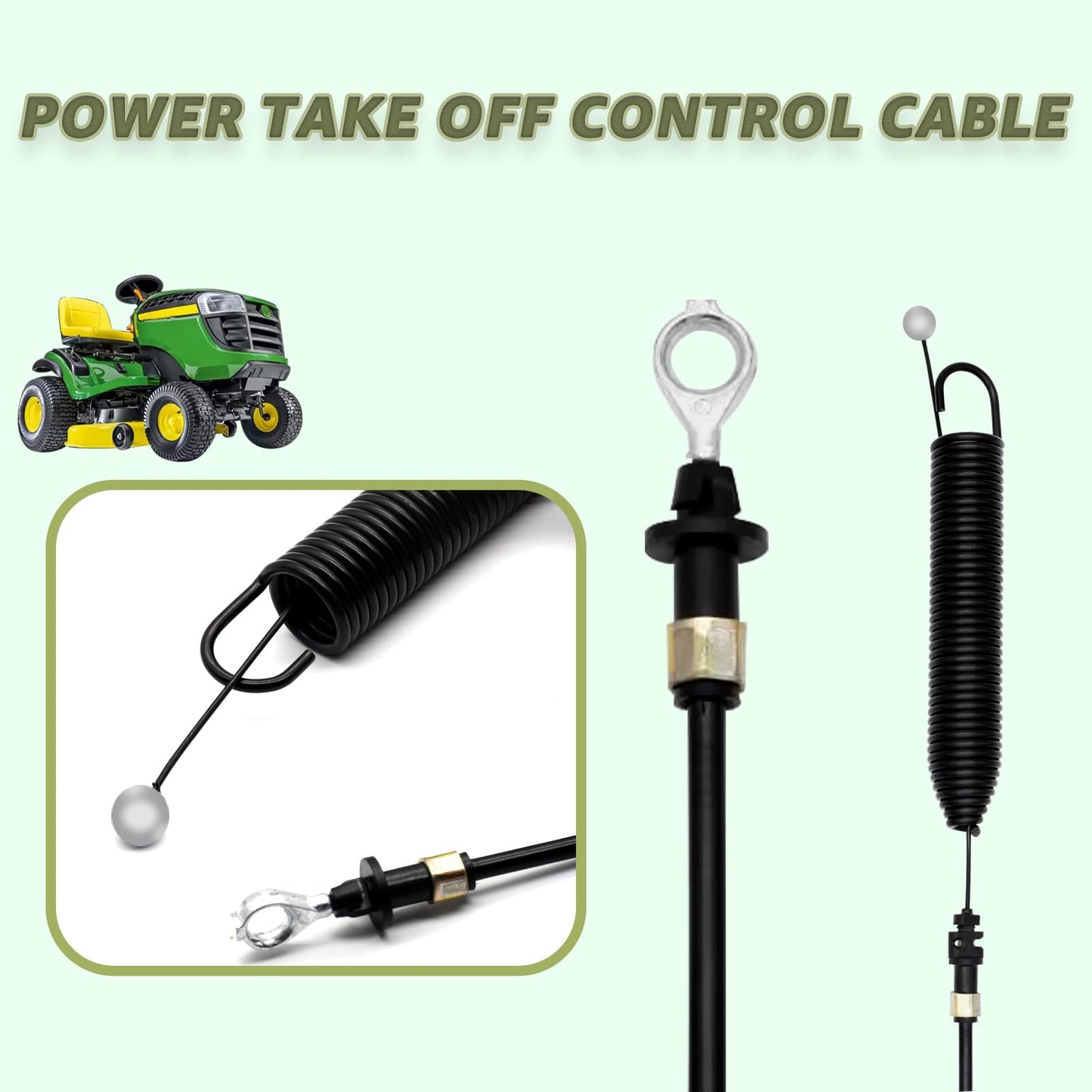 PTO Control Cable Replace GY22387 Compatible with John Deere D100 D105 D110 D120 D125 D130 E100 E110 E120 E130 L100 L105 L107 L110 L111 L118 X105 X106 X107 X125 X126 X127 X145 S100 S110 S120 S220 107S