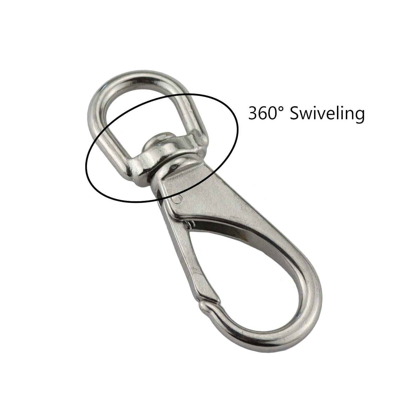 Stainless Steel 304 Swivel Eye Snap Hooks Size3#(M7) Marine Clips Flag Snap Spring Pet Buckles （Pair）