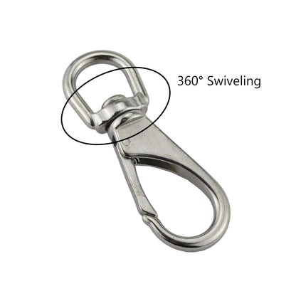 Stainless Steel 304 Swivel Eye Snap Hooks Size3#(M7) Marine Clips Flag Snap Spring Pet Buckles （Pair）