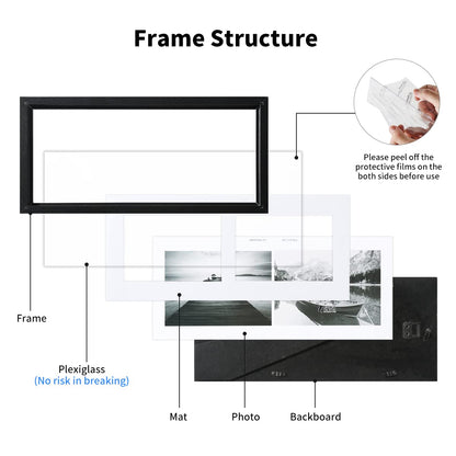 UMICAL 5x7 Picture Frames 2-Opening Collage Picture Frame Gallery Style Black Wood Matted Photo Frames with HD Plexiglass for Vertical or Horizontal Wall Mounting