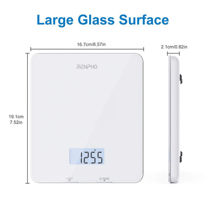 RENPHO Smart Food Nutrition Kitchen Scale, Food Scale for Food Ounces and Grams, Coffee Scale with Timer, Nutritional Calculator for Keto, Macro, and Calorie with Smartphone App, White