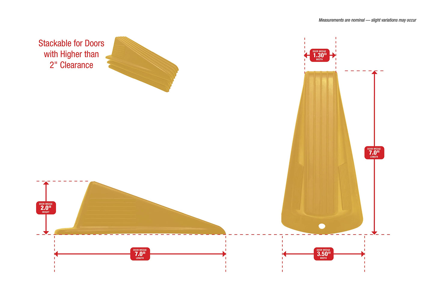 Shepherd Hardware 3763 Heavy Duty Jumbo Rubber Door Wedge, Yellow