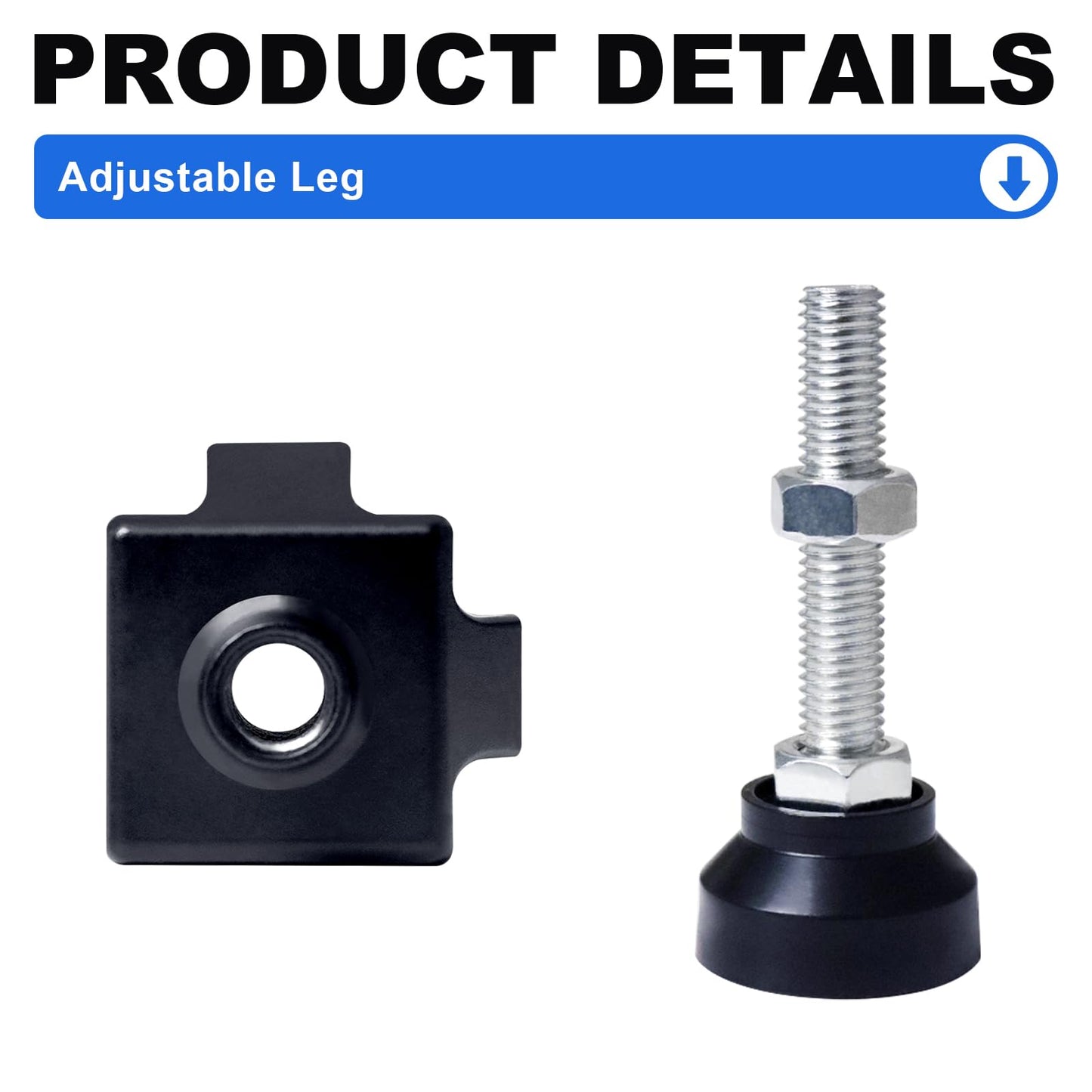 Seekliny 4040 Extrusion Adjustable Leg Feet for 40x40 T-Slot V-Slot Aluminum Extrusion Hardware Accessories Black 4 Pack