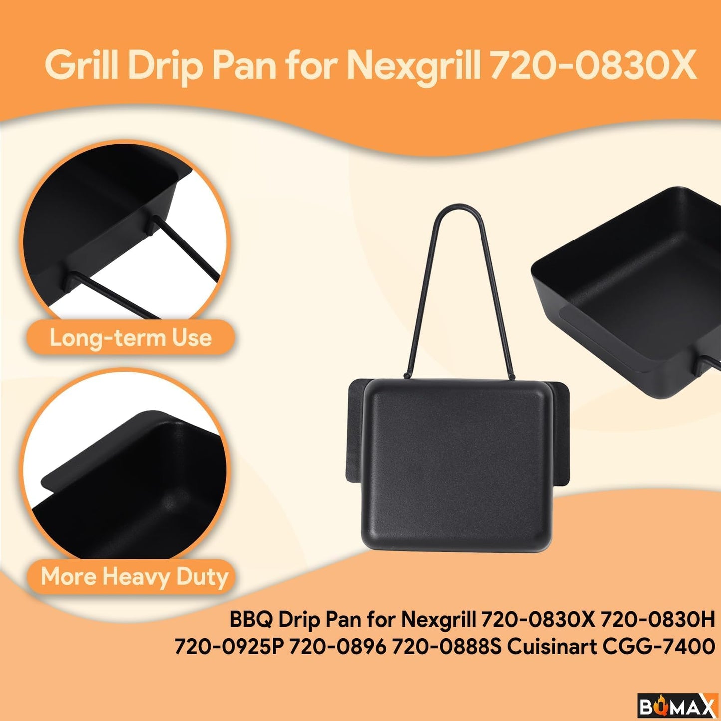 BBQ Drip Pan for Nexgrill 720-0830X 720-0830H 720-0925P 720-0896 720-0888S Cuisinart CGG-7400, BBQ Grease Pan with 12-Pack Aluminum Drip Liner for Nexgrill BBQ Grease Tray Replacement 720-0830X