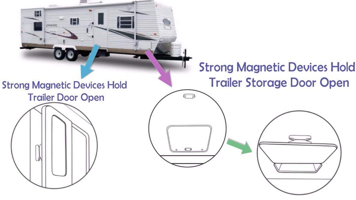 CALPALMY (4 Pairs) Magnetic Baggage Door Catch and Holder Kit - Black RV Storage Door Latch Perfect Alternative for Plastic Spring Clips for Use in Campers and Motor Homes