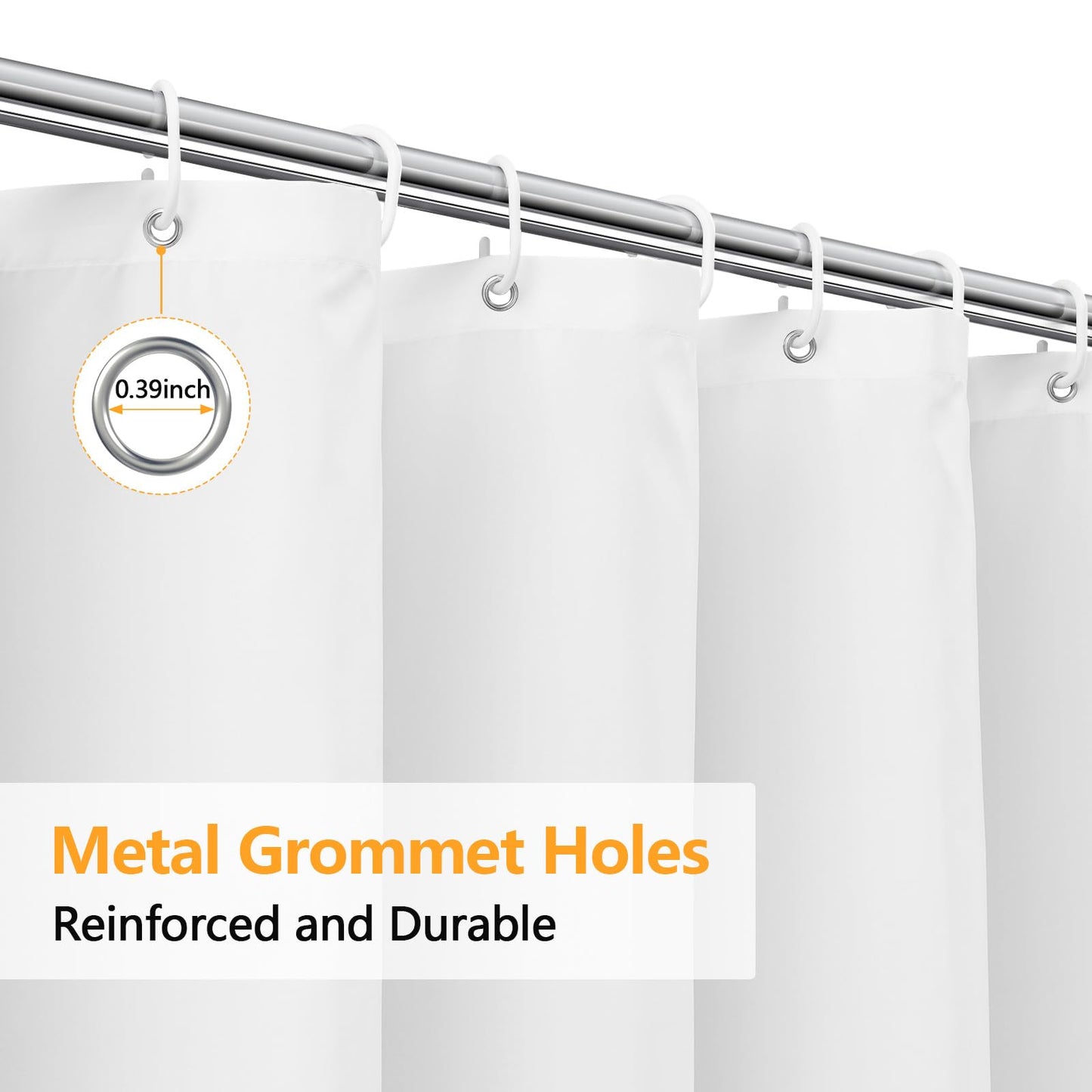Seenus 84 inch Extra Long Waterproof Fabric Shower Curtain, Long Shower Curtain Liner with 3 Extra-Large Magnets, 72'' x 84'' Machine Washable White Cloth Shower Curtain Lightweight for Bathroom