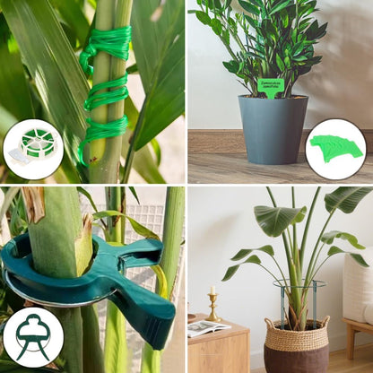 6-Pack Plant Support Stakes with 12 Extend Stems, 20 Clips, 10 Labels & 30m Ties – Interlocking Garden Stakes for Peony, Hydrangea, Flowers – Metal Plant Stems & Supports for Outdoor/Indoor Use