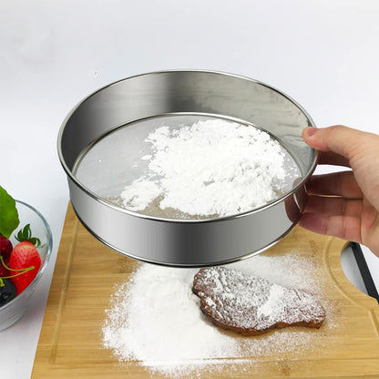 12 Inch Sieves Fine Mesh Strainer Stainless Steel Sifter Round Flour Sieve for Baking Straining Powdering