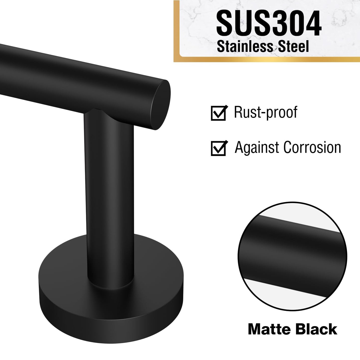 HITSLAM Toilet Paper Roll Holder Matte Black, 2 Pack Double Post Pivoting Toilet Paper Holder Wall Mount, SUS304 Stainless Steel Toilet Tissue Holder, Bathroom Accessories for Kitchen, Washroom