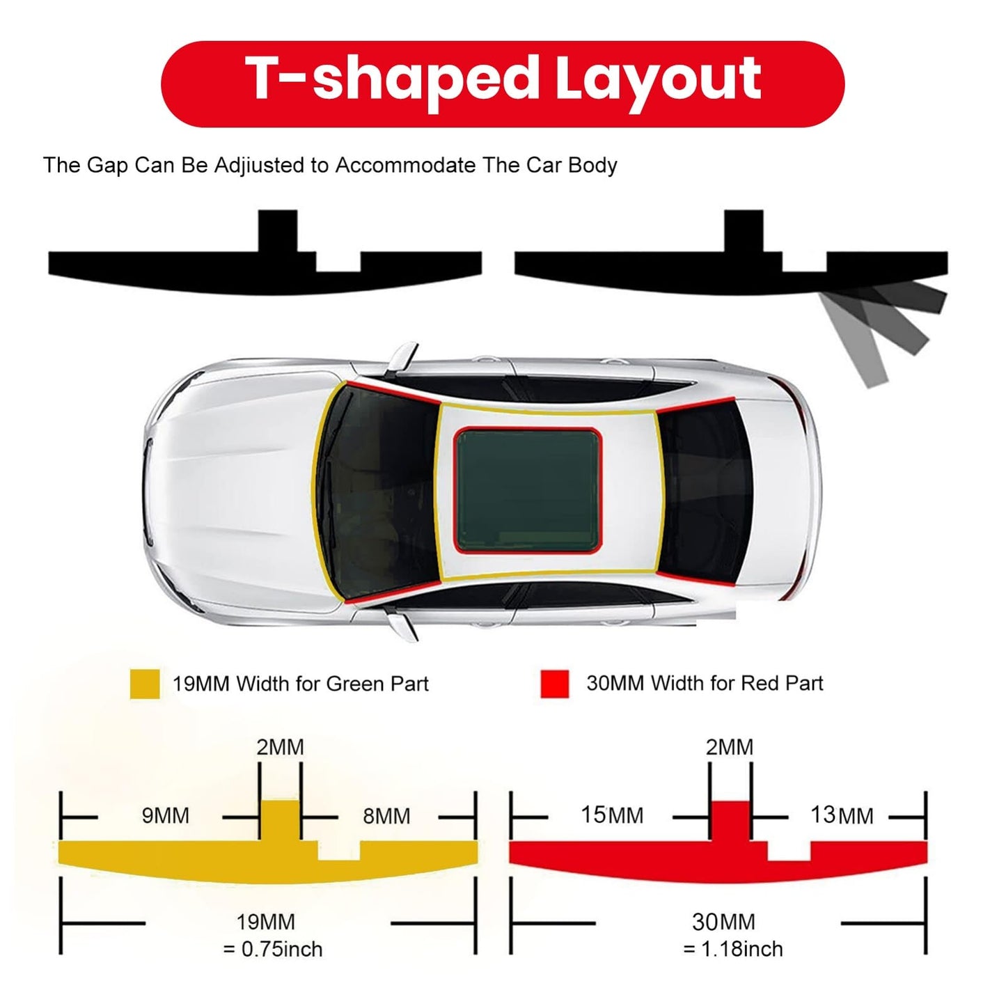 16.4 Ft Windshield Rubber Seal Car Weather Stripping Trim T Shape Sealing Strip for Car Front Rear Windshield (30mm*16.4Feet)