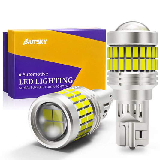 AUTSKY 912 921 LED Bulb White for Backup Light Reverse Lights, T15 906 922 W16W LED Bulbs 6500K Super Bright, Canbus Error Free 44+4-SMD 3014+3030 Chips (2-Pack)