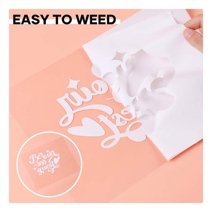 Heat Transfer Vinyl White HTV Rolls - 12" x 20ft White Iron on Vinyl for All Cutter Machine, HTV Vinyl for Shirts - Easy to Cut & Weed for Heat Transfer Design