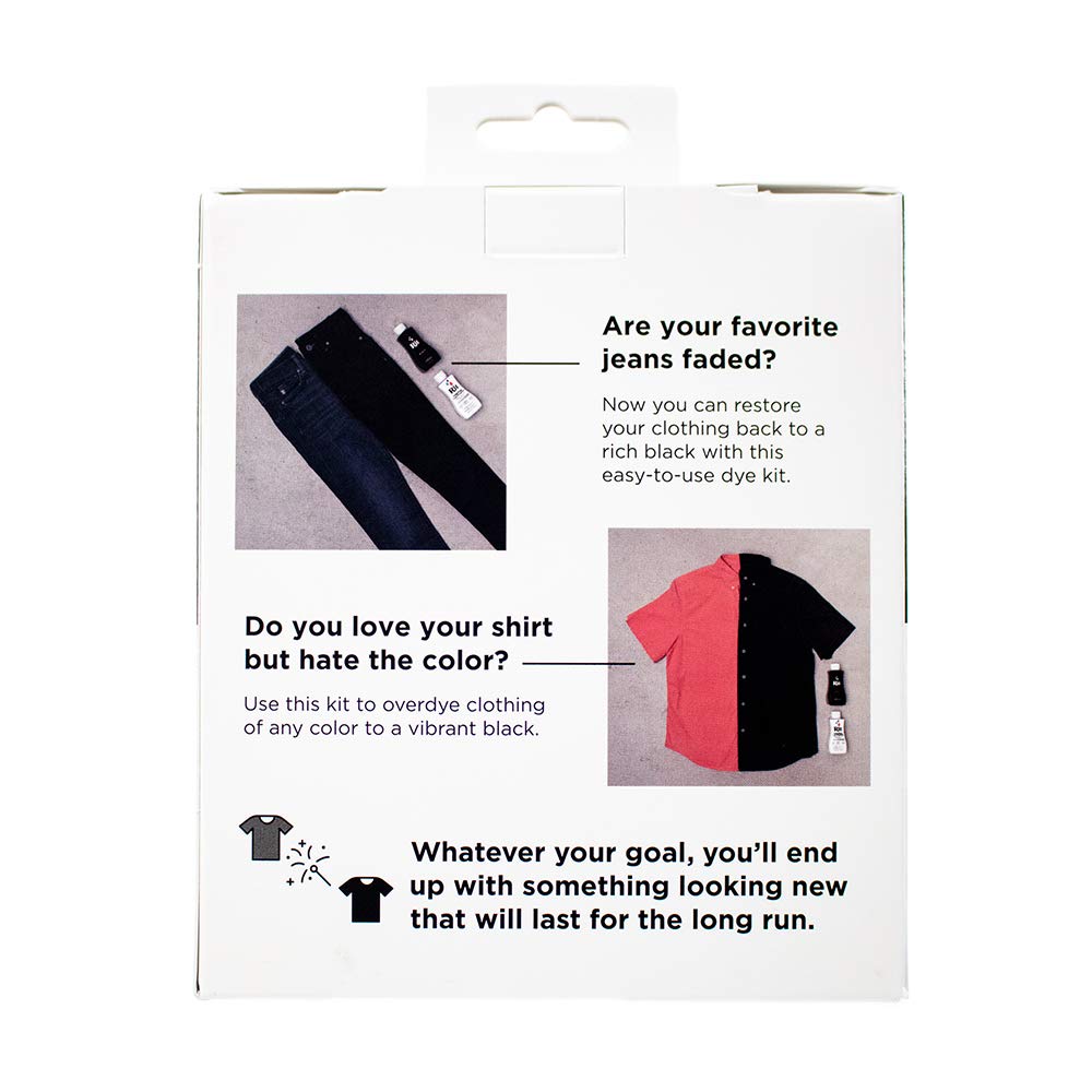 Rit Dye Back to Black Kit – Includes Jet Black All Purpose Dye, ColorStay Dye Fixative, & Gloves – Restore Faded Fabrics