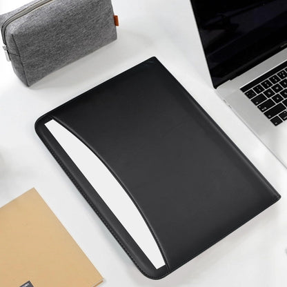 VANRA Zippered Padfolio for Men Leather Portfolio for Women Binder Organizer Interview Resume Folder for Papers Document Holder Planner Binder A4 Letter Size with Notepad, Black