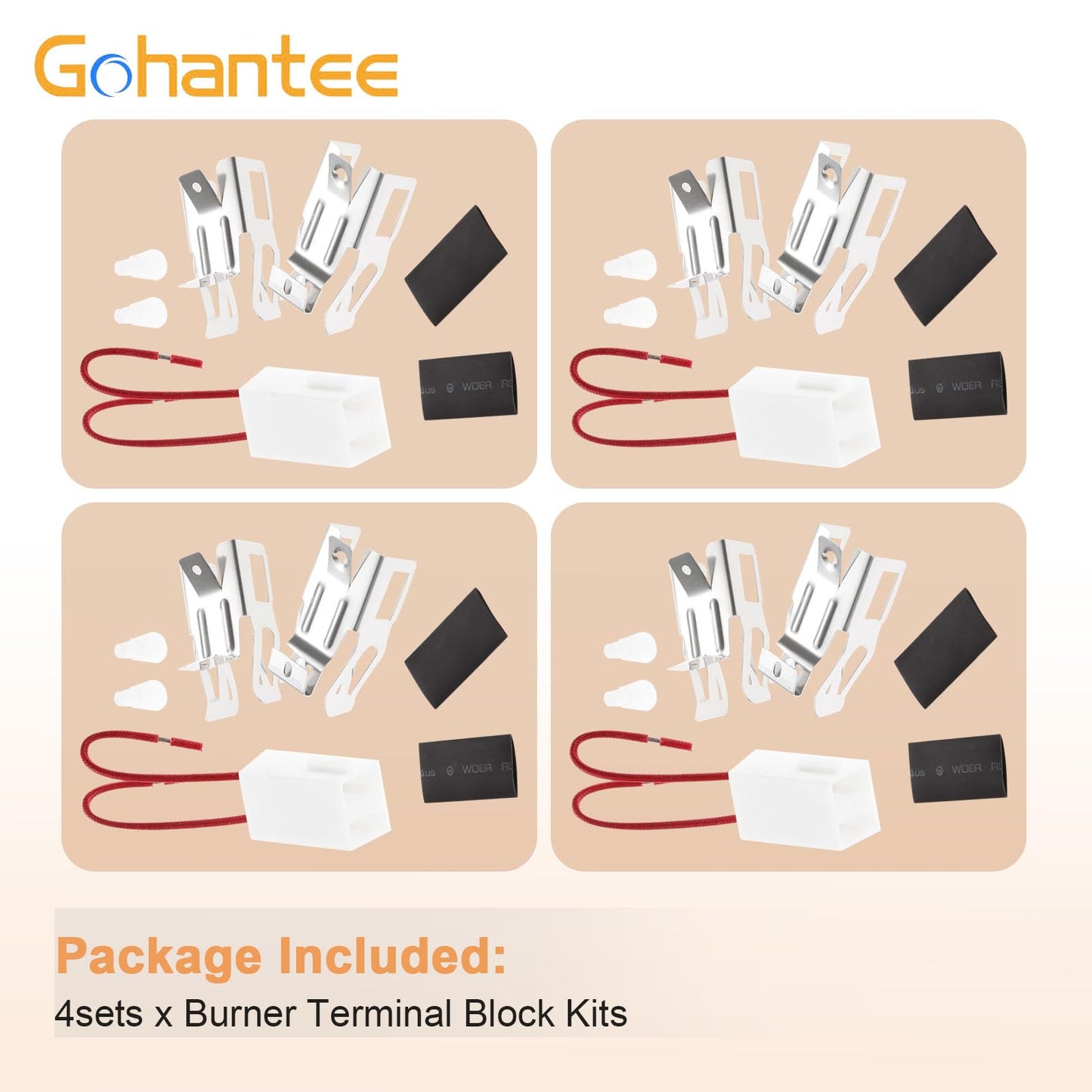 gohantee Burner Terminal Receptacle Block Kit Pack of 4 Replace # 12001676 Compatible with Kenmore Sears & Maytag