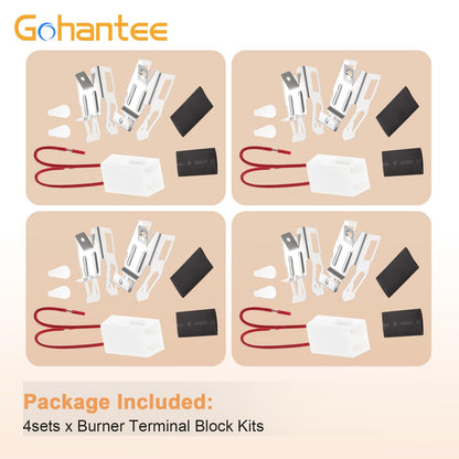 gohantee Burner Terminal Receptacle Block Kit Pack of 4 Replace # 12001676 Compatible with Kenmore Sears & Maytag