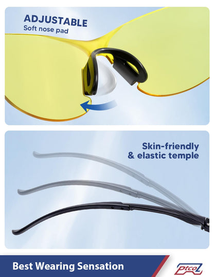 Safety Glasses 12 Pack Amber Tinted: ANSI Z87.1 Certified Anti-Scratch Polycarbonate Lens UV Protection for Construction & Cycling, Woodworking & Lab Lightweight Sofety Nose Pad Unisex