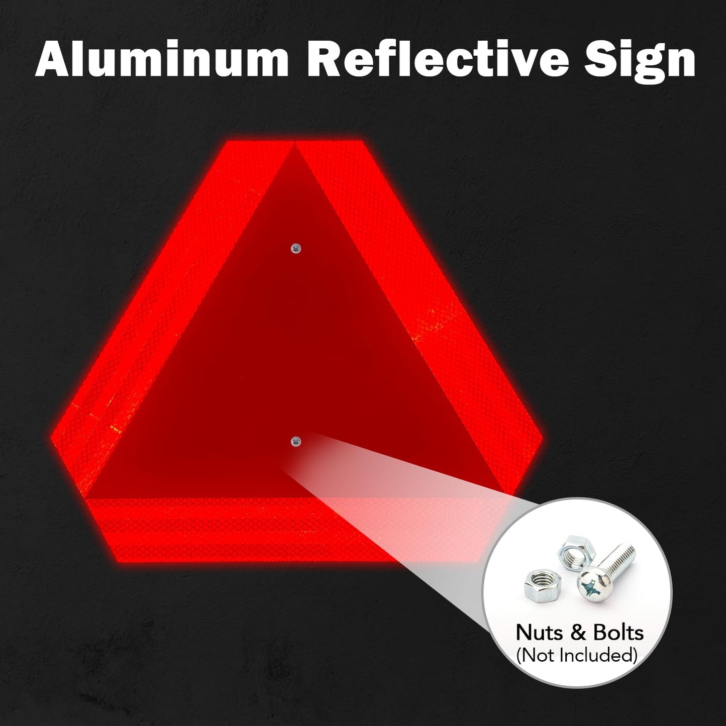T&R Metal Slow Moving Vehicle Sign, Safety Triangle Sign - 2 Pack - 14 x16 Inches - Reflective, UV Protected, Waterproof, Weatherproof and Fade Resistant Up to 7 Years Outdoor for Golf Cart Tractor