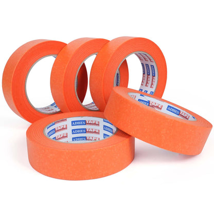 ADHES Orange Masking Tape 1.2 Inch x 55 Yards, 5 Rolls UV Resistant No Residue Painters Tape, Multi-Surface Automotive Masking Tape for Indoor & Outdoor, Arts, Crafts, DIY, Labeling