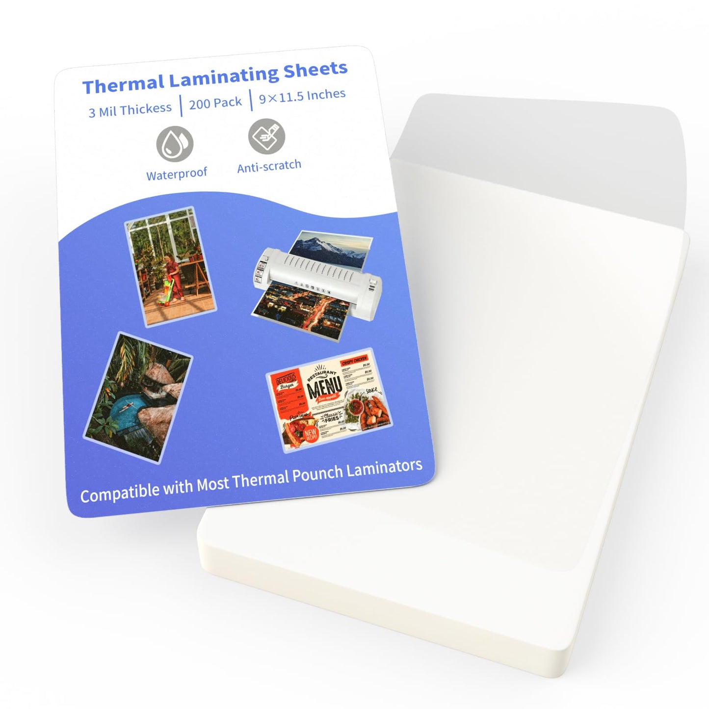 Thermal Laminating Pouches, FungLam Clear Laminating Sheets, 3 Mil Thickness Thermal Laminating Sheets, 9×11.5 Inch Laminator Sheets for Laminators, Clear Plastic Letter Size Sheets, 200 Pack.