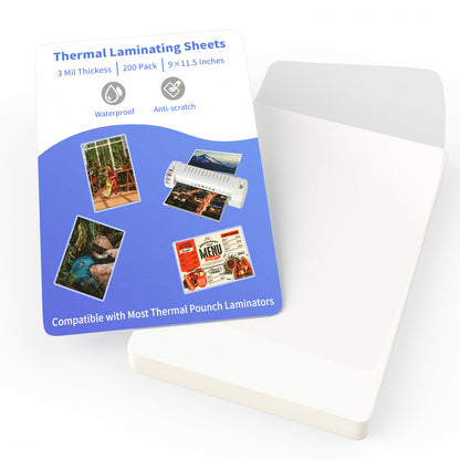 Thermal Laminating Pouches, FungLam Clear Laminating Sheets, 3 Mil Thickness Thermal Laminating Sheets, 9×11.5 Inch Laminator Sheets for Laminators, Clear Plastic Letter Size Sheets, 200 Pack.
