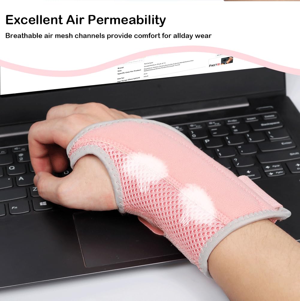 NuCamper Carpal Tunnel Wrist Brace for Both Left Right Hands,Adjustable Wrist Support Splint Hand Brace for Men Women,Night Sleep Support Arm Stabilizer with Compression Sleeve for Tendonitis,Arthritis,Sprains,Pain Relief