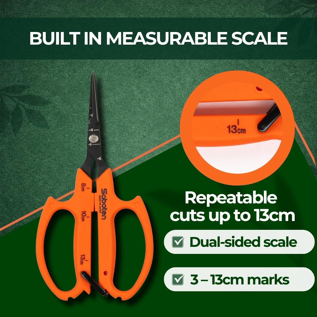 Saboten 6.3" Automatic Japanese Harvesting Shears - Fine-Tipped Curved Blade, Magnetic Springless Action, Stainless Steel with Fluorine Coating, Ergonomic Grip - forest Originals, Made in Japan