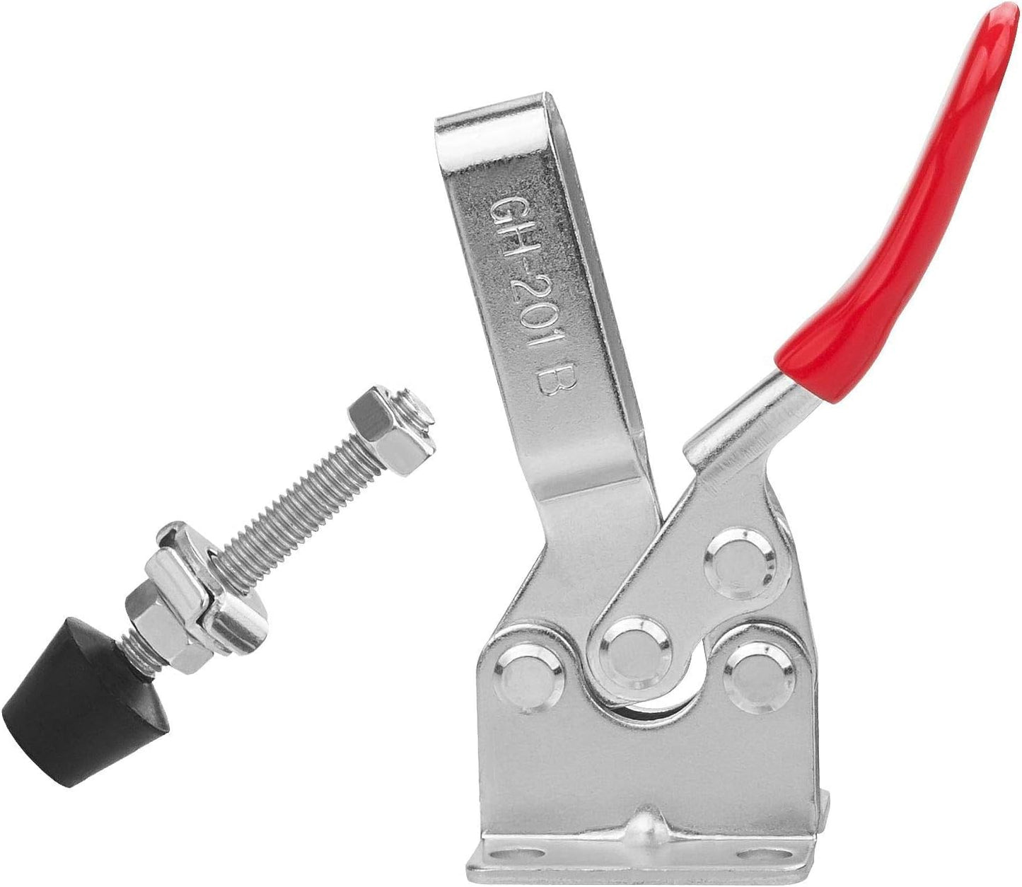 Adjustable Toggle Clamp 12 Pack 201-B Style Quick Release Toggle Latch Hold Down Clamp 220Lbs Holding Capacity Quick Release Woodworking Tool Antiskid Red Horizontal Clamp