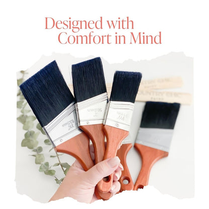 Country Chic Paint Brush - Short-Handle with Synthetic Angled Bristles for Smooth Furniture Paint Application with Minimal Brush Strokes, No Shedding, Vegan - Best for Water-Based Paint - 2.5"