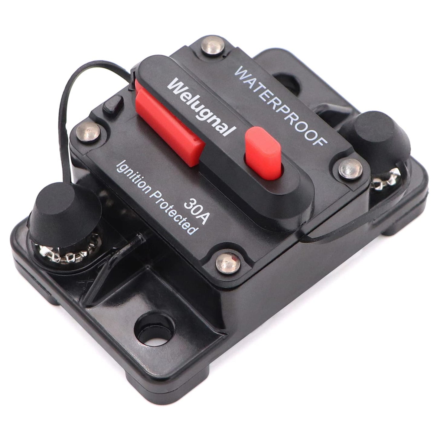 30 Amp Automotive Marine Circuit Breaker with Manual Reset Surface-Mount for Trolling Boat Motor Battery Thermal 12V-48V DC Waterproof