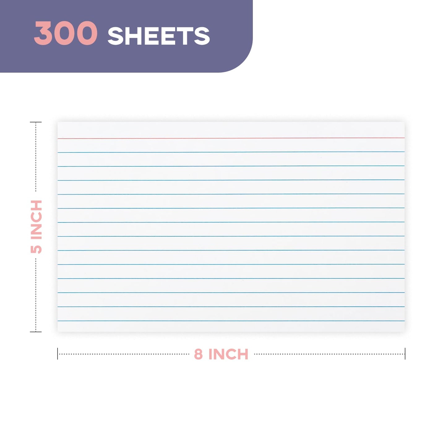 White 5x8 Index Cards Ruled 300PCS, Goefun Flashcards, Notecards for Studying, Recipes, Memo Cards, Office Supply, DIY, Presentation