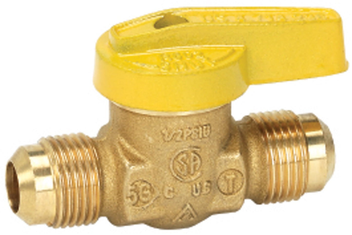 Homewerks VGV1LHT2B Premium Gas Ball Valve Flare Inlet/Outlet, Brass, 3/8-Inch, 3/8 Inch