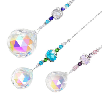 Anxingo Crystal Suncatcher with Chain, Clear Crystal Sun Catcher Hanging Prisms Ball, for Garden Home Wedding Christmas Decor Indoor Window Chandelier (6 Pack)