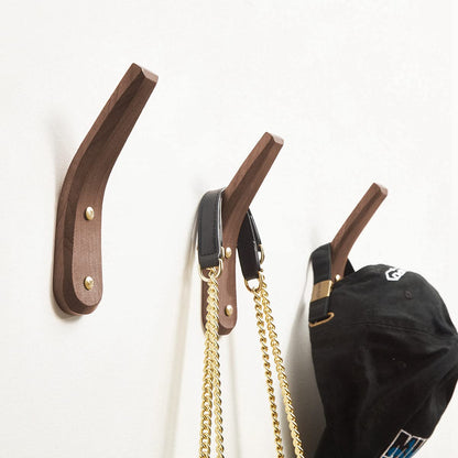 COCOYA Wood Coat Hooks Wall Mounted, Wall Hanger for Hanging Jacket Bag Towel Hat Backpack Clothes - Natural Walnut Pegs Mid Century Rustic Home Foyer Minimalist Entryway Decor Easy Install (4 Pack)
