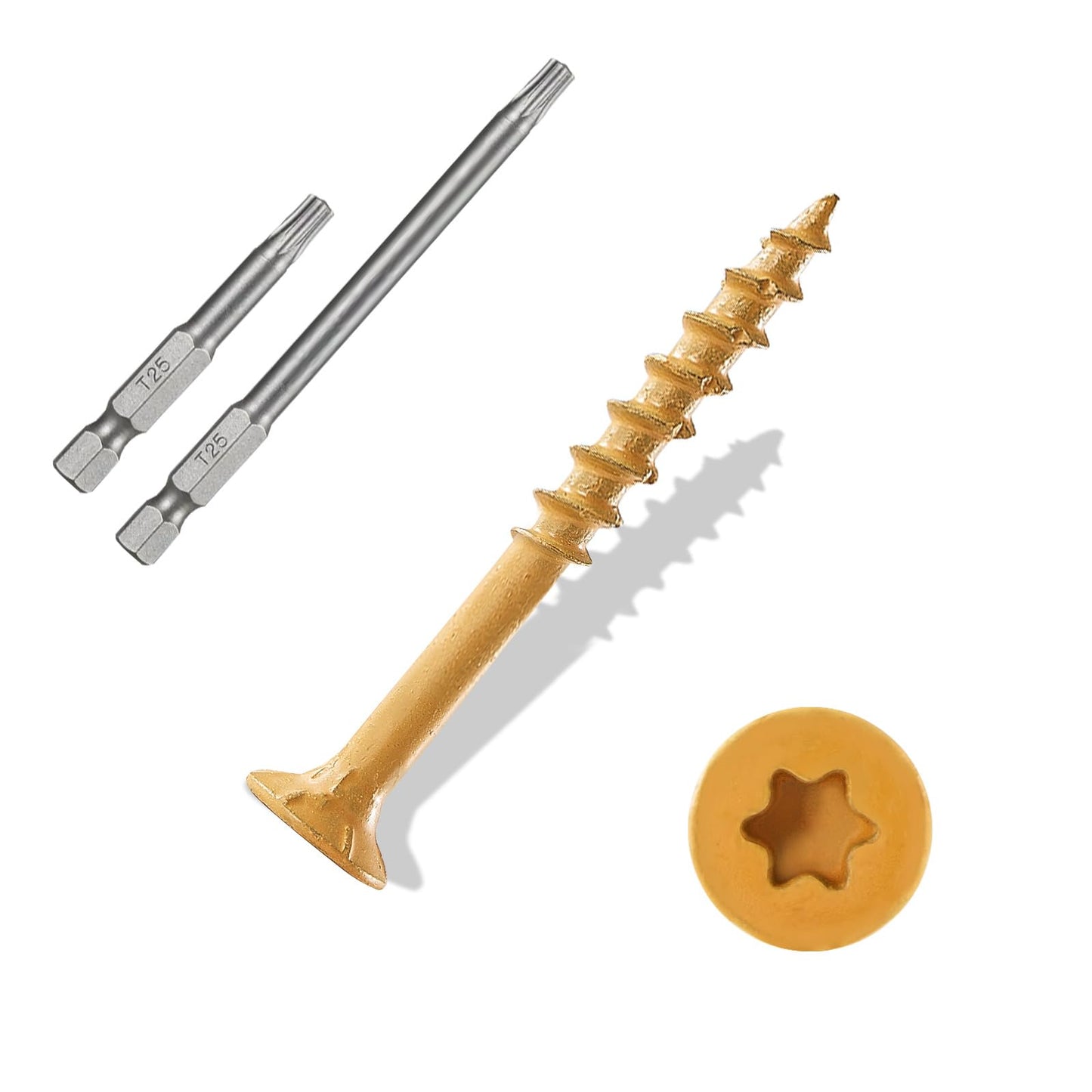 ANCHOREASE Wood Screws #8×2", 300 Pcs, Deck Screws, Rust Resistant, Exterior Epoxy Coated, Outdoor Decking Screws, Torx/Star Drive Head Deck Screw, 2 Pcs T25 Star Bit Included, Tan