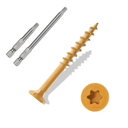 ANCHOREASE Wood Screws #8×2", 300 Pcs, Deck Screws, Rust Resistant, Exterior Epoxy Coated, Outdoor Decking Screws, Torx/Star Drive Head Deck Screw, 2 Pcs T25 Star Bit Included, Tan