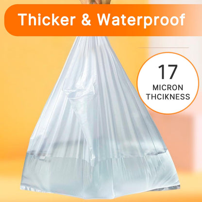 ZKKZOMA T Shirt Bags,17 Mic Thick White Plastic Bags with Handles Bulk,Shopping Bags for Supermarket Restaurant 12 X 20IN (White-300)