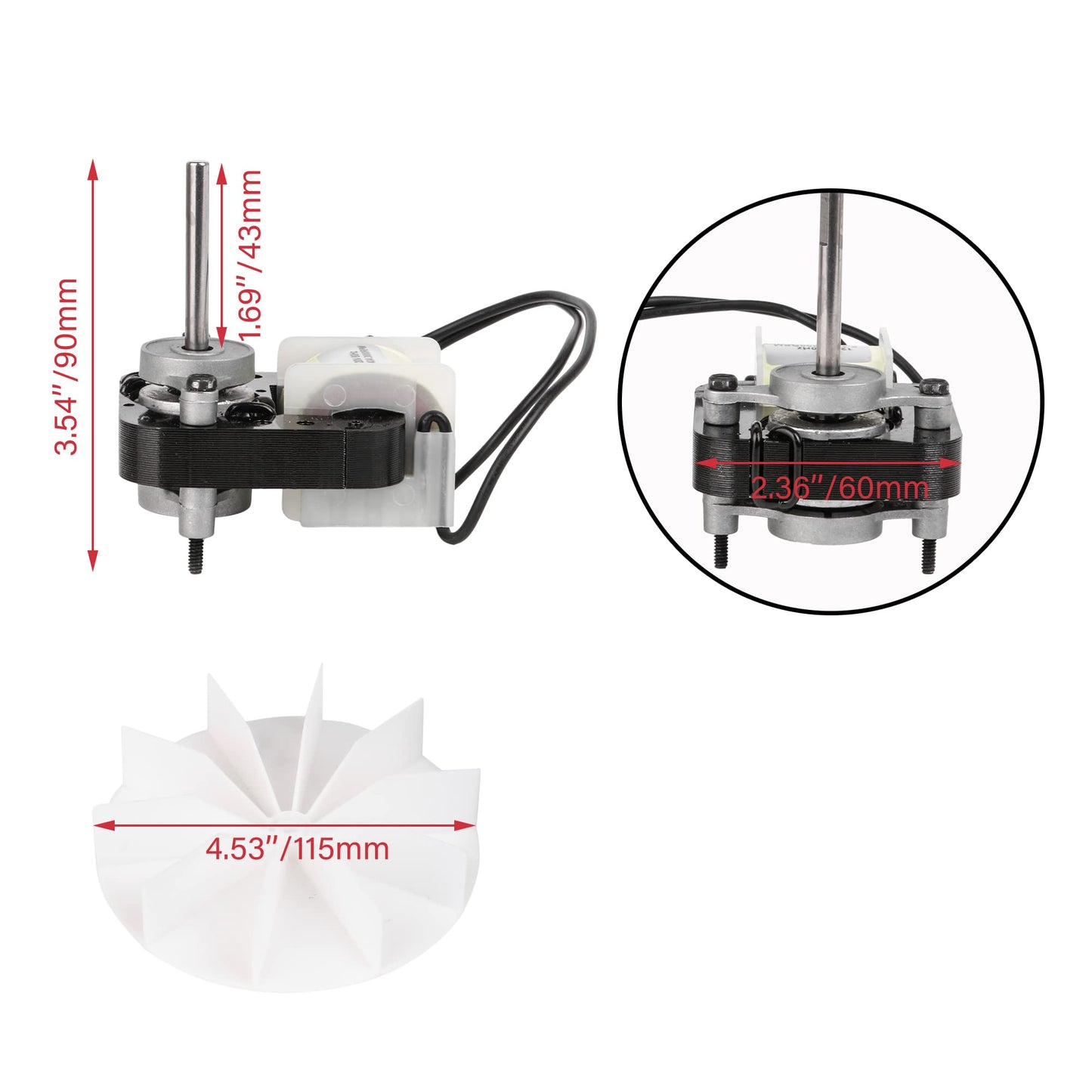 RDEXP 120V Bathroom Exhaust Vent Fan Motor with Fan Tool Parts SM550 Replacement for Electric Ventilator Motor