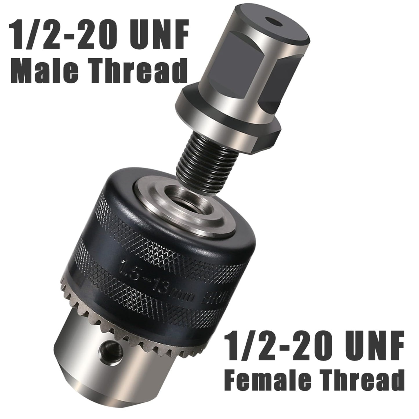 Vearter 1/16''-1/2'' Magnetic Drill Chuck Adapter, 3/4'' Weldon Shank with Chuck Key, 1/2''-20 UNF Thread Drill Bit Adapter, Mag Drill Chuck for Magnetic Drill