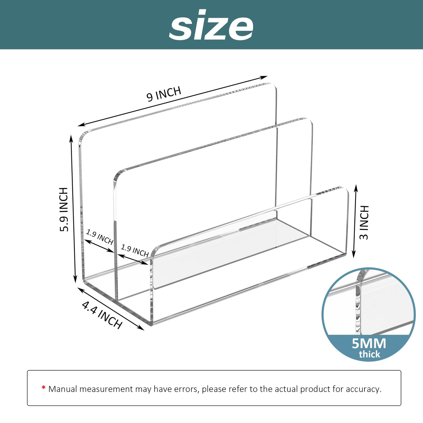 Sezanrpt Acrylic File Holder 2 Compartment, Clear Desk File Organizer, Office Magazine File Folder Organizer