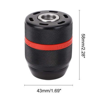 Drill Chuck Keyless, Multi Quick Change Keyless Hand Drill Chuck, 1/2-20UNF Mount 2-13mm Self-Tightening Drill Chuck Adapter for Multiple Purposes Power Drill, Engine Driven Drill, Handheld Drill