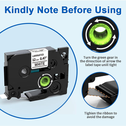 5 Pack TZe-231 Compatible with Brother Label Maker Tape P Touch TZe TZ Tape 12mm 0.47'' Laminated White TZ 231 Label Tape for Brother P-Touch PT-H110 PT-D210 PT-D600 PT-D400AD PT-1290