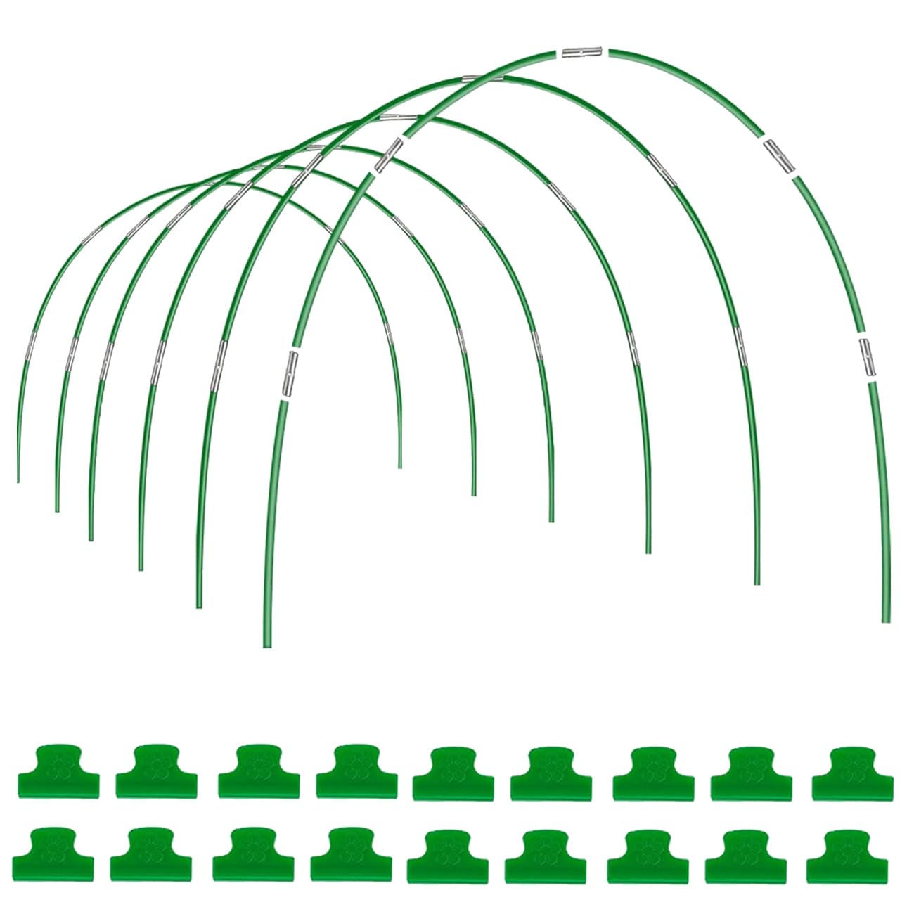 36PCS Greenhouse Hoops Grow Tunnel, 6 Sets of 8FT Long Garden Hoops, DIY Width Grow Tunnel for Raised Beds, Fiberglass Garden Hoops Kit, Rust-Free Garden Tunnel for Garden Fabric,Garden Hoops