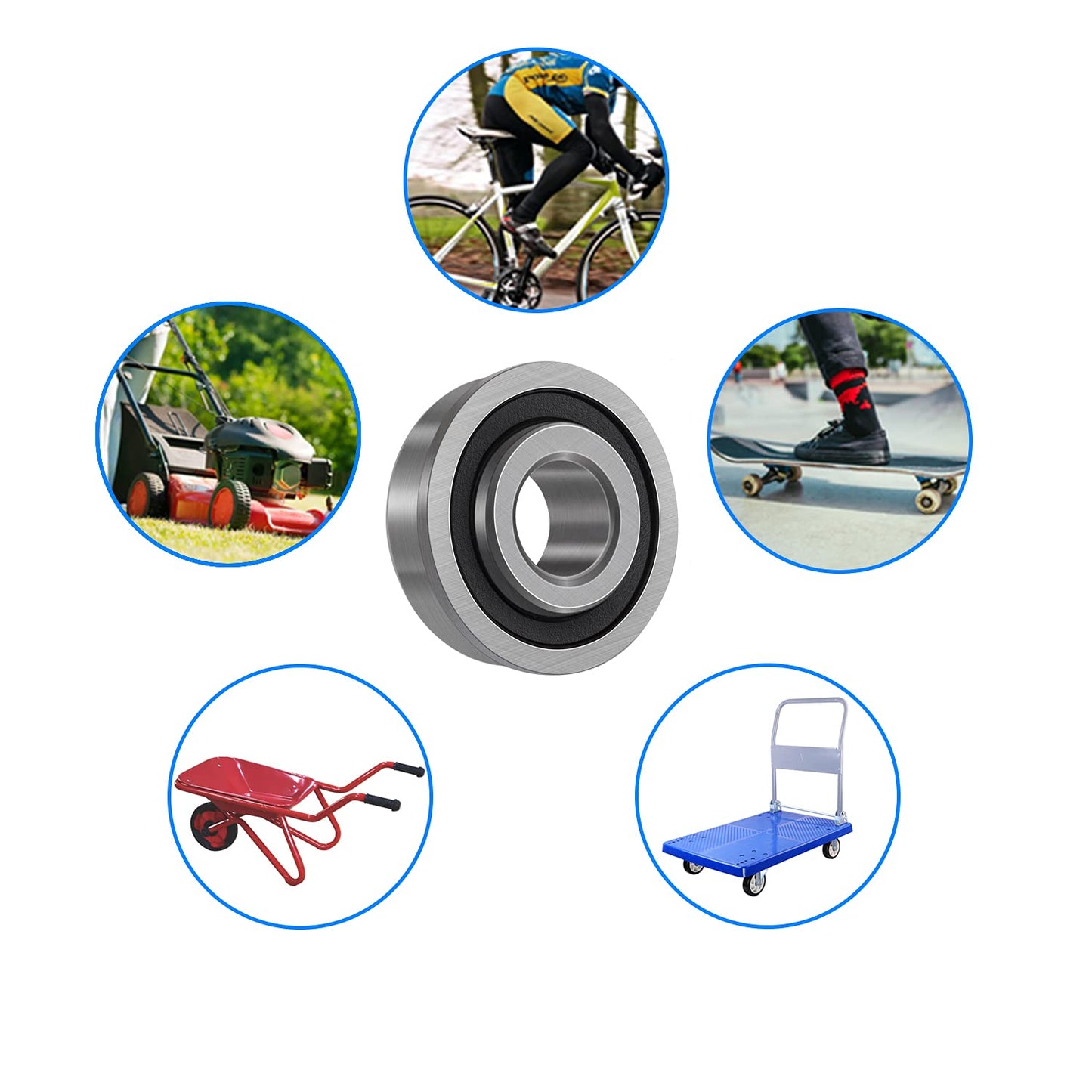 10 Pack Flanged Ball Bearings ID 3/4" x OD 1-3/8", for Lawn Mower, Wheelbarrows, Carts & Hand Trucks Wheel Hub, Replacement for, JD AM118315, AM127304, Toro 110513, 251-210, Replacement 532009040 etc